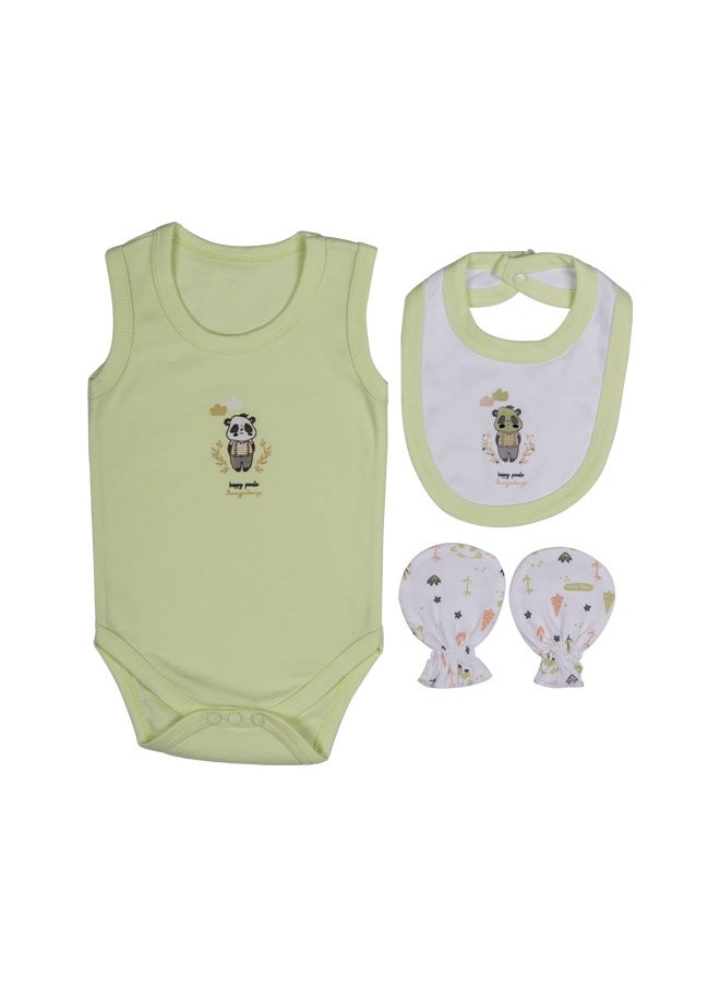 Babies Basic 7 Piece Unisex 100% Cotton Gift Set Include Bib, Blanket, Mitten, Cap, Romper, Top And Bottom Set  - Image 2