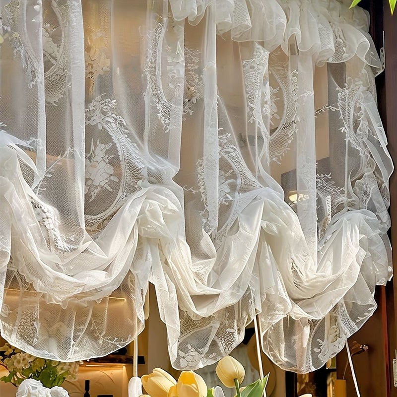 Floral Embroidered Rod Pocket Sheer Curtains Valance 100 Polyester Light Filtering Elegant Window Drapes For Living Room Machine Washable White 5512 Inches - Image 4