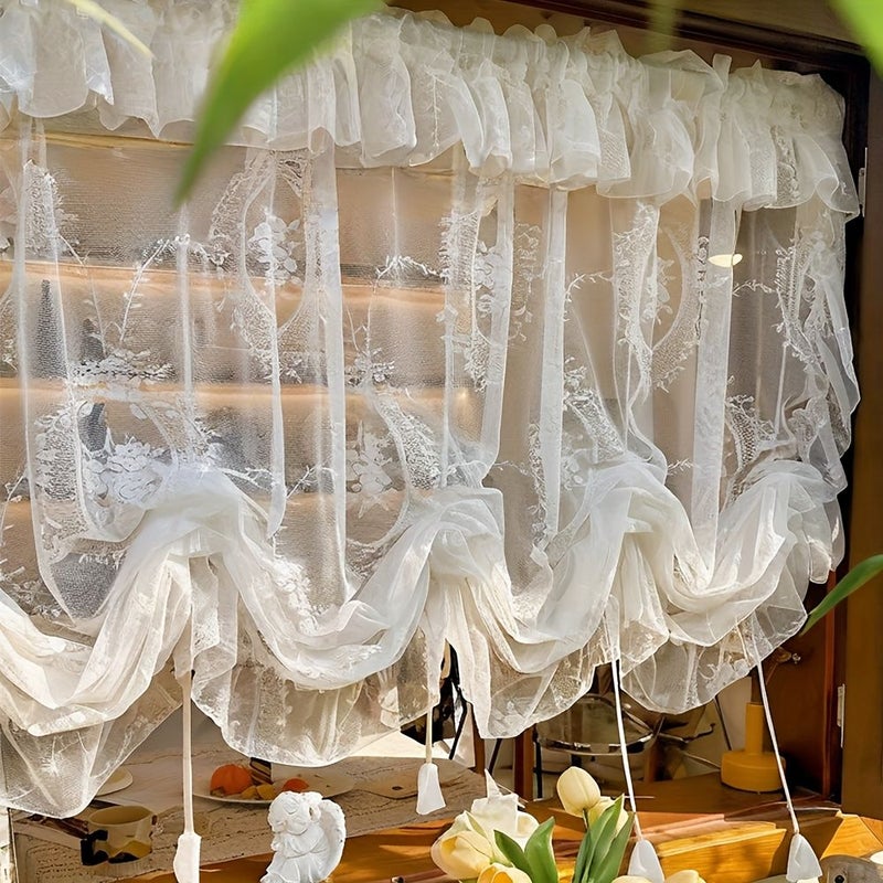 Floral Embroidered Rod Pocket Sheer Curtains Valance 100 Polyester Light Filtering Elegant Window Drapes For Living Room Machine Washable White 5512 Inches - Image 2