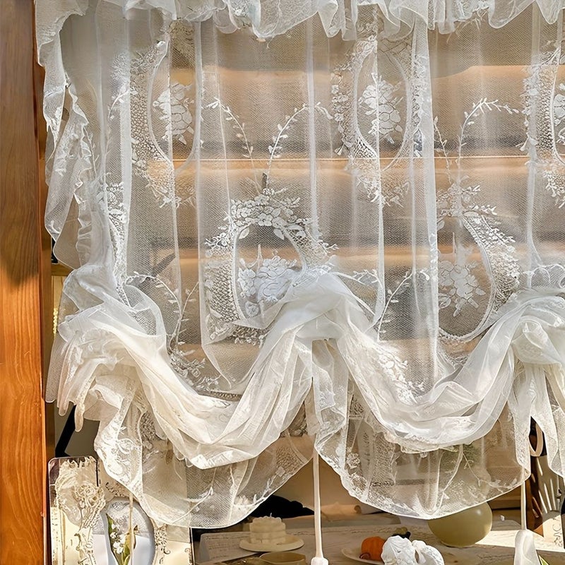 Floral Embroidered Rod Pocket Sheer Curtains Valance 100 Polyester Light Filtering Elegant Window Drapes For Living Room Machine Washable White 5512 Inches - Image 3