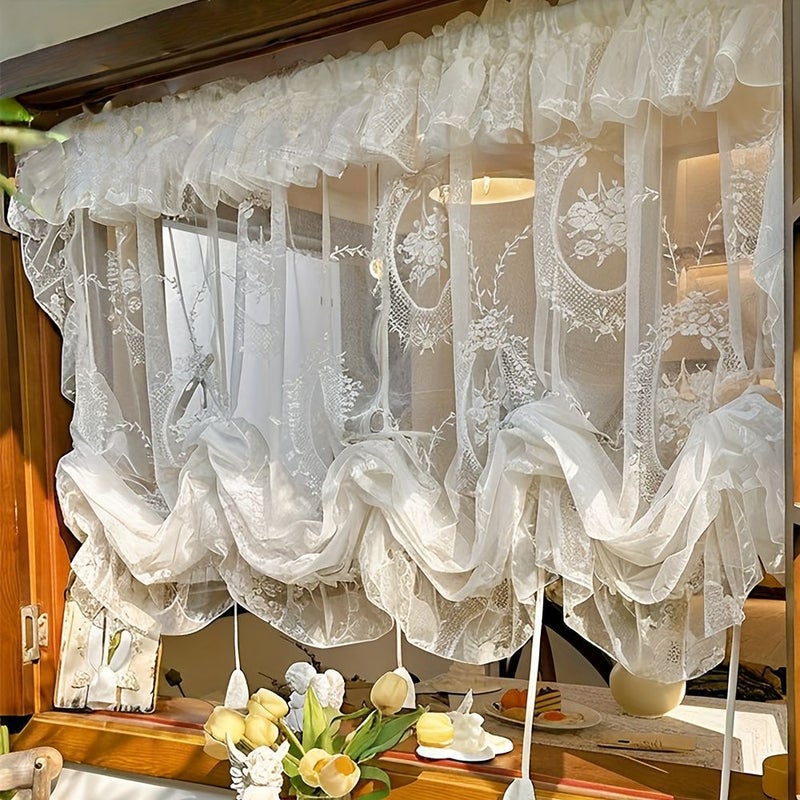Floral Embroidered Rod Pocket Sheer Curtains Valance 100 Polyester Light Filtering Elegant Window Drapes For Living Room Machine Washable White 5512 Inches - Image 5