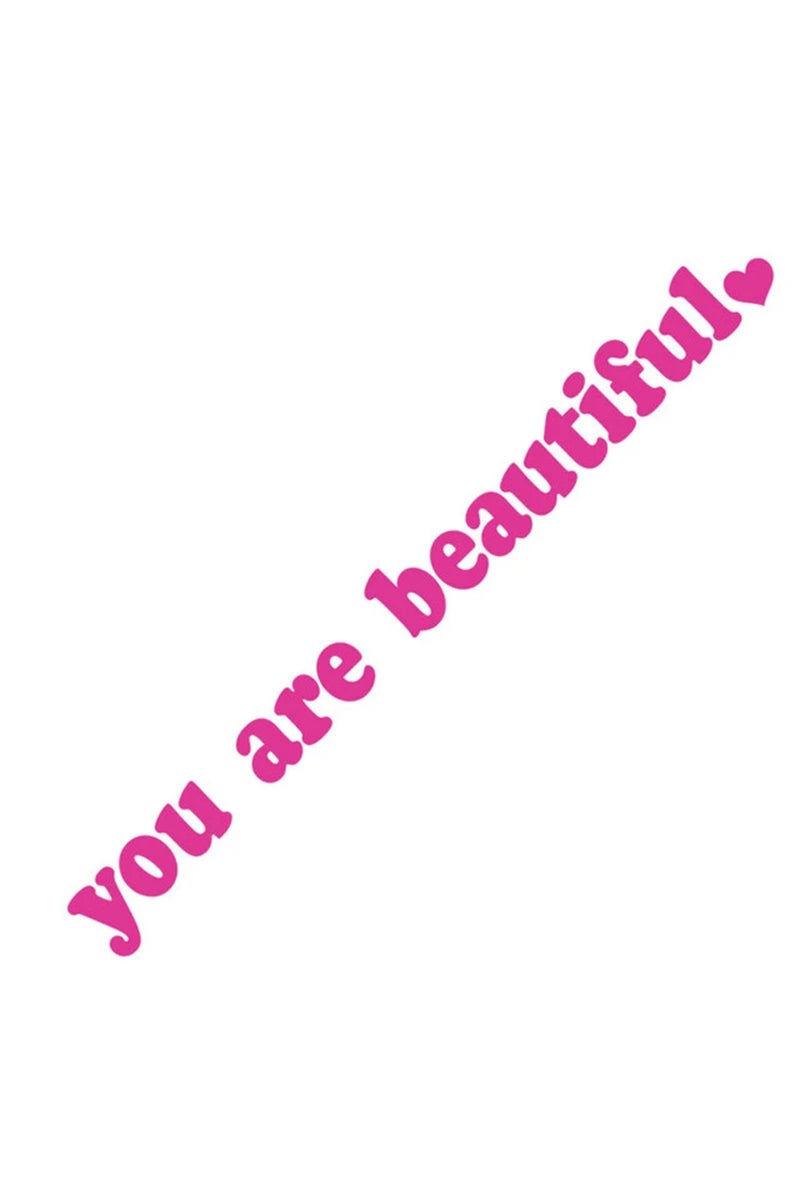 ملصق سيارة وردي جميل، قطعة واحدة، مكتوب عليه "أنتِ جميلة"، لتزيين داخل السيارة ومرآة الرؤية الخلفية.