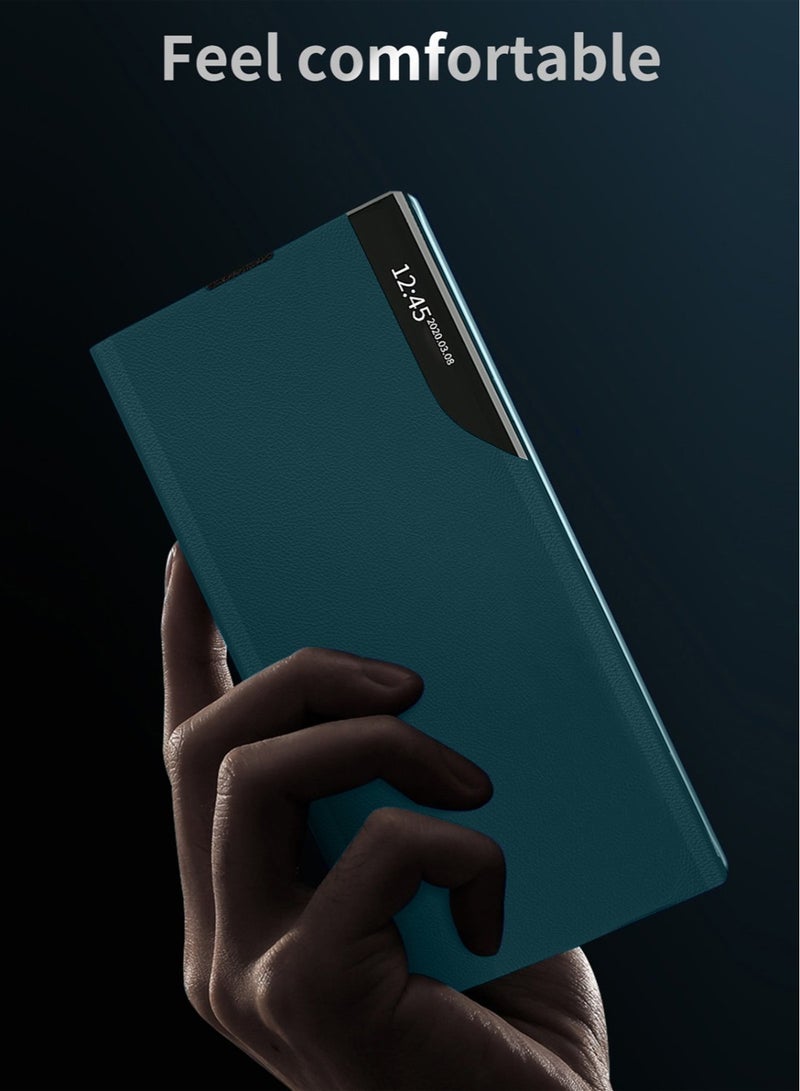 Techie حافظة فليب ذكية بتصميم جلد فاخر مع خاصية النوم التلقائي لجهاز سامسونج جالاكسي S24 ألترا - أخضر داكن - Image 4