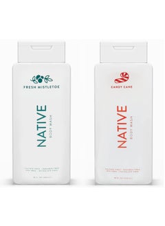 native Native Special Edition Winter Body Wash for Women  Men  Sulfate Free Paraben Free Dye Free with Naturally Derived Clean Ingredients 18 oz each 2 Pack Fresh Mistletoe  Candy Cane 
