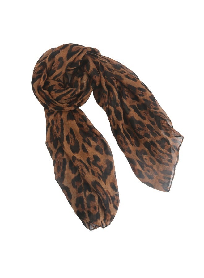 Travel Sun Protection Bali Printed Classic Leopard Pattern Flat Women's Bag Headscarf Silk Scarf - Image 1