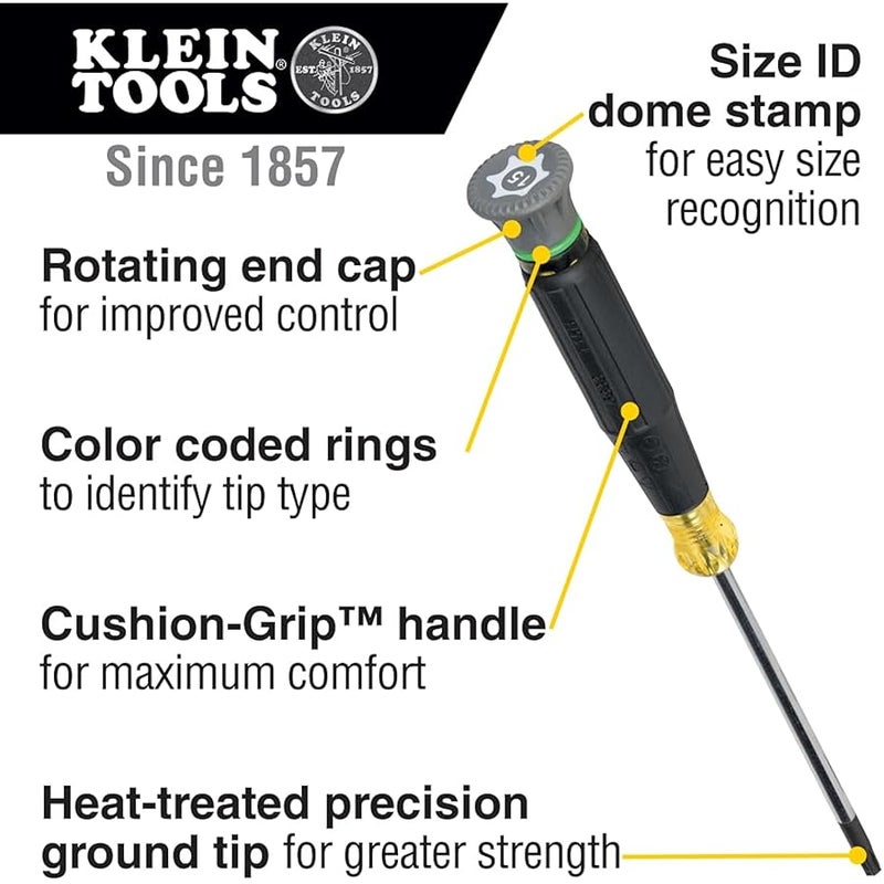 Klein Tools 85617 Mini Precision Screwdriver Set, Slotted, Phillips, TORX, Cushion-Grip Handles, Ideal for Terminal Blocks, Electronics - Image 2
