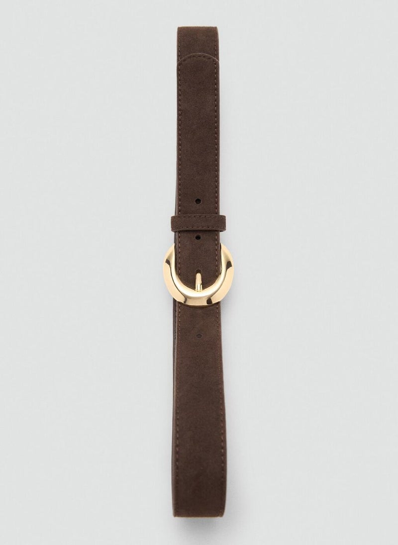 MANGO Leather belt with oval buckle - Image 4