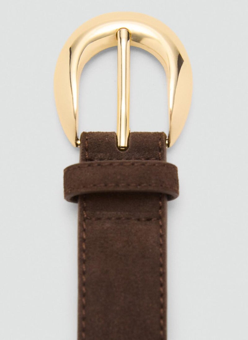 MANGO Leather belt with oval buckle - Image 3