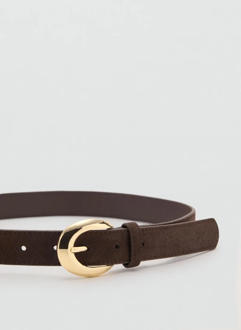 مانجو Leather belt with oval buckle