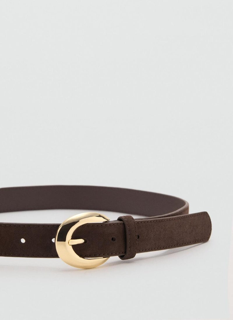MANGO Leather belt with oval buckle - Image 2