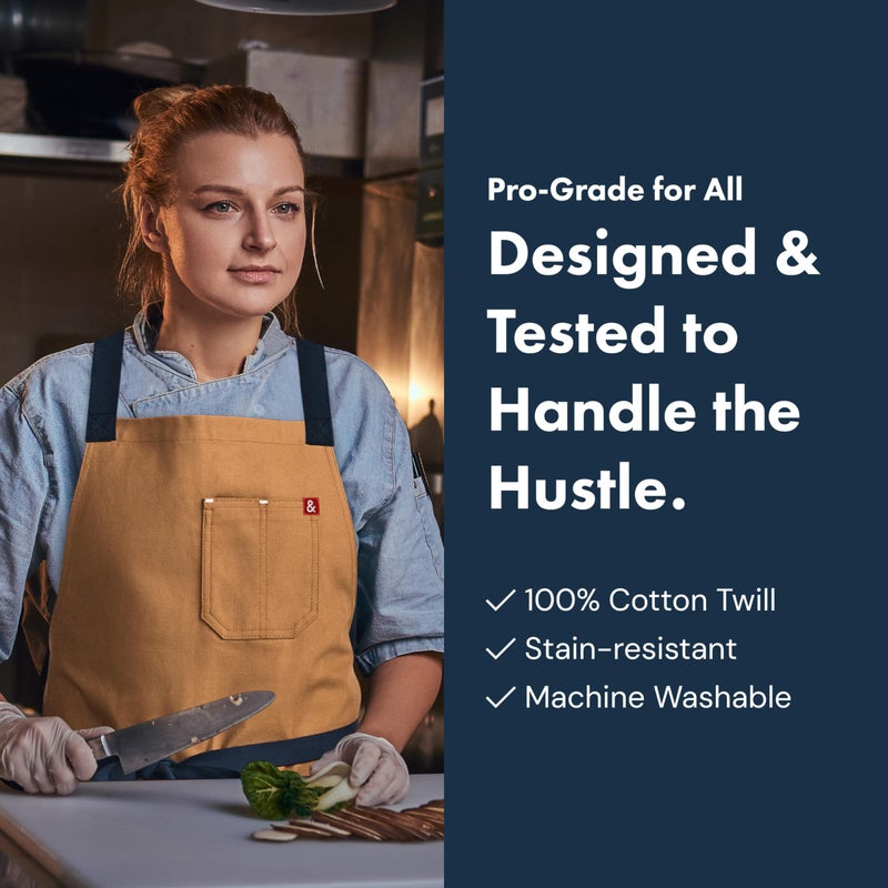 Hedley & Bennett hedley & bennett Crossback Apron - Professional Chef's Apron - Cross Back Mens Apron - Mens Cooking Apron - Kitchen Apron - Chef Aprons for Men & Women - 8oz 100% Cotton Canvas Fabric - Denver Brown  - Image 3