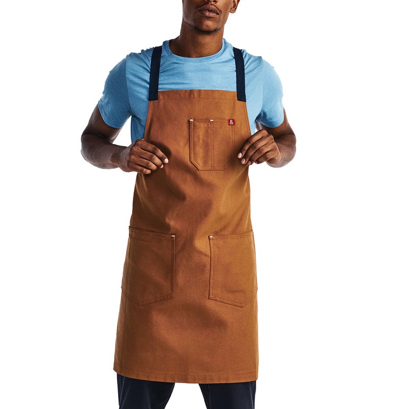 Hedley & Bennett hedley & bennett Crossback Apron - Professional Chef's Apron - Cross Back Mens Apron - Mens Cooking Apron - Kitchen Apron - Chef Aprons for Men & Women - 8oz 100% Cotton Canvas Fabric - Denver Brown  - Image 1