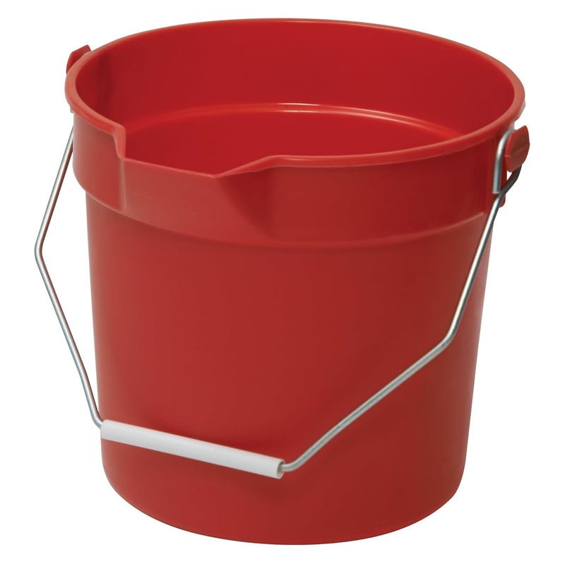 Winco Heavy-Duty Plastic Bucket/Utility Pail with Pour Spout, 10 Quarts, Red - Image 1