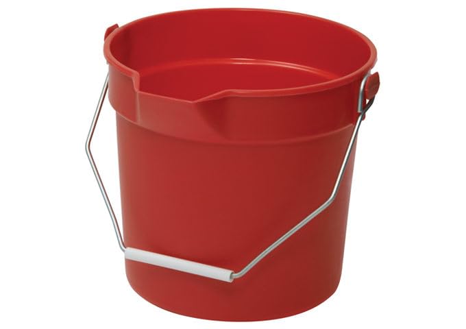 Winco Heavy-Duty Plastic Bucket/Utility Pail with Pour Spout, 10 Quarts, Red - Image 2