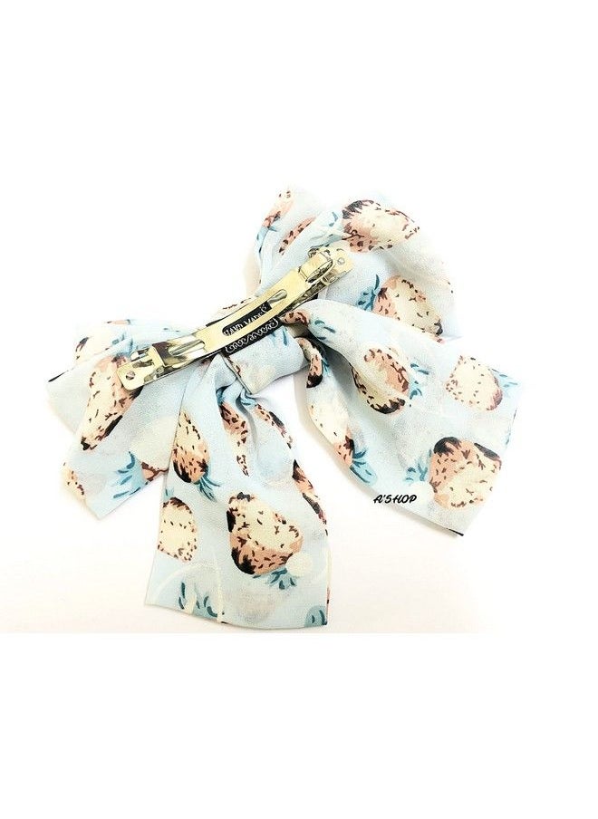 Strawberry Printed Georgette Big Bow Hair Clip With Barrettes For Girls & Women (Blue) - pzsku/ZB99FC1CB6E255DB2D09BZ/45/_/1690022461/1f90fe88-0fe5-4741-9f00-649a11d18591