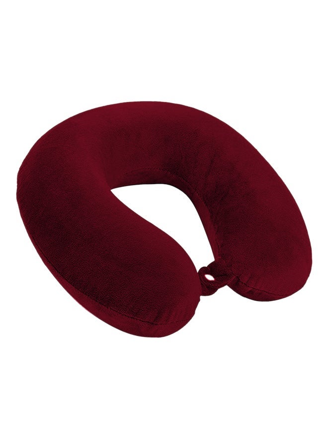 Soufa Dibaj Velvet Neck and Travel Pillow 30x25x10 cm - Burgundy - Image 1