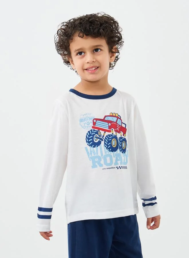 Styli Styli Car Graphic Print T-Shirt and Pyjama Set