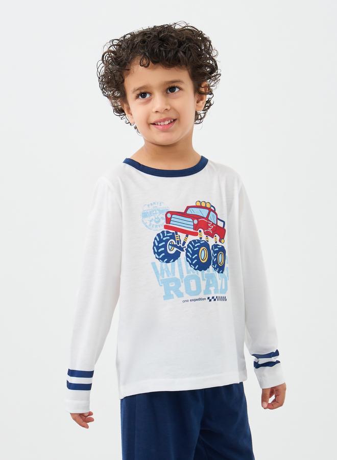 Styli Car Graphic Print T-Shirt and Pyjama Set - Image 3
