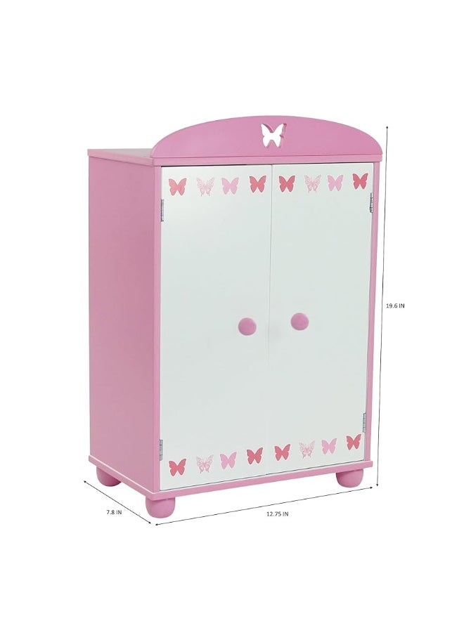 Emily Rose Emily Rose 18 Inch Doll Wooden Furniture - Clothes & Accessories Storage Closet Armoire | 18" Doll Clothing Pink Wardrobe, Includes 5 Wooden Hangers | Compatible with 18-in American Girl Doll Clothes  - Image 4