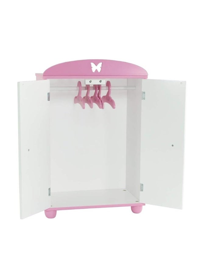 Emily Rose Emily Rose 18 Inch Doll Wooden Furniture - Clothes & Accessories Storage Closet Armoire | 18" Doll Clothing Pink Wardrobe, Includes 5 Wooden Hangers | Compatible with 18-in American Girl Doll Clothes  - Image 2
