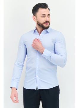 Selected Homme Men Slim Fit Stripes Long Sleeves Casual Shirt, Sky Blue  - Image 1