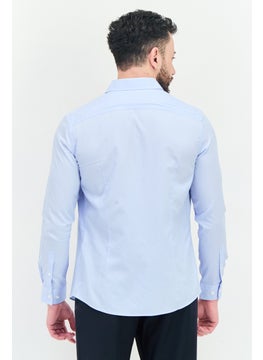 Selected Homme Men Slim Fit Stripes Long Sleeves Casual Shirt, Sky Blue  - Image 2