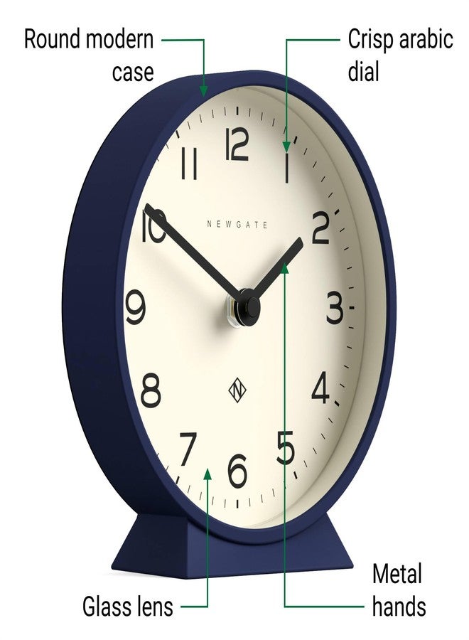 NEWGATE® M Mantel Echo Desk Clock | Modern Round Design | Navy Blue | Easy to Read Numbers | Contemporary Style for Desk, Table, Shelf or Bedside - Image 5