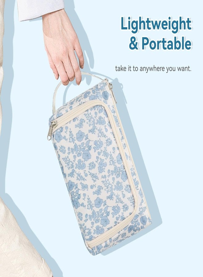 CUBETASTIC Small Makeup Bag, Travel Make Up Pouch, Floral Cosmetic Organizer Case for Women, Cute Toiletry Bag with Portable Handle - Image 5