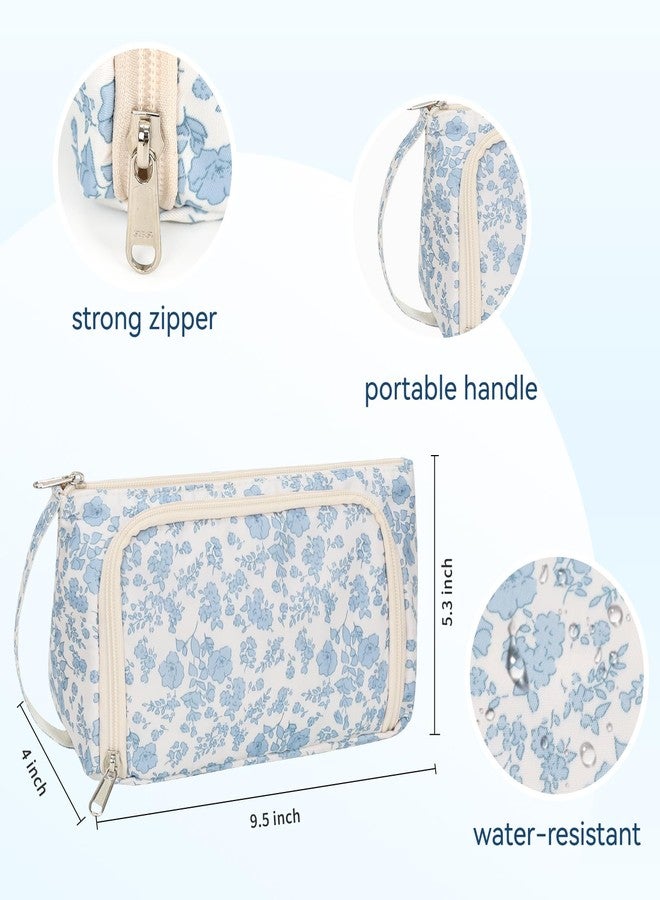 CUBETASTIC Small Makeup Bag, Travel Make Up Pouch, Floral Cosmetic Organizer Case for Women, Cute Toiletry Bag with Portable Handle - Image 3