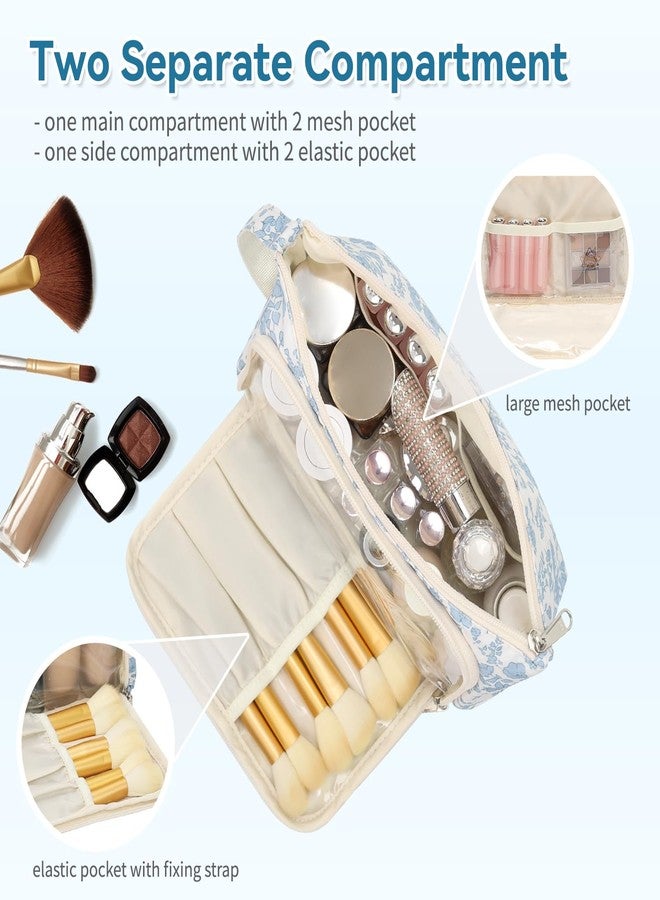 CUBETASTIC Small Makeup Bag, Travel Make Up Pouch, Floral Cosmetic Organizer Case for Women, Cute Toiletry Bag with Portable Handle - Image 4