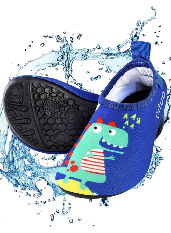 Generic Water Shoes for Kid Outdoor Quick Dry Barefoot Aqua Socks Beach Shoes for Sport Beach Swim Surf Lightweight Toddler Little Girl Boy (Blue Dinosaur)  - Image 1