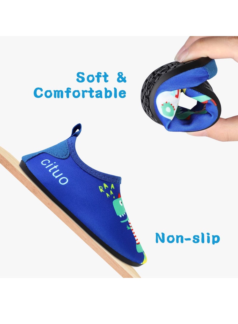 Generic Water Shoes for Kid Outdoor Quick Dry Barefoot Aqua Socks Beach Shoes for Sport Beach Swim Surf Lightweight Toddler Little Girl Boy (Blue Dinosaur)  - Image 2