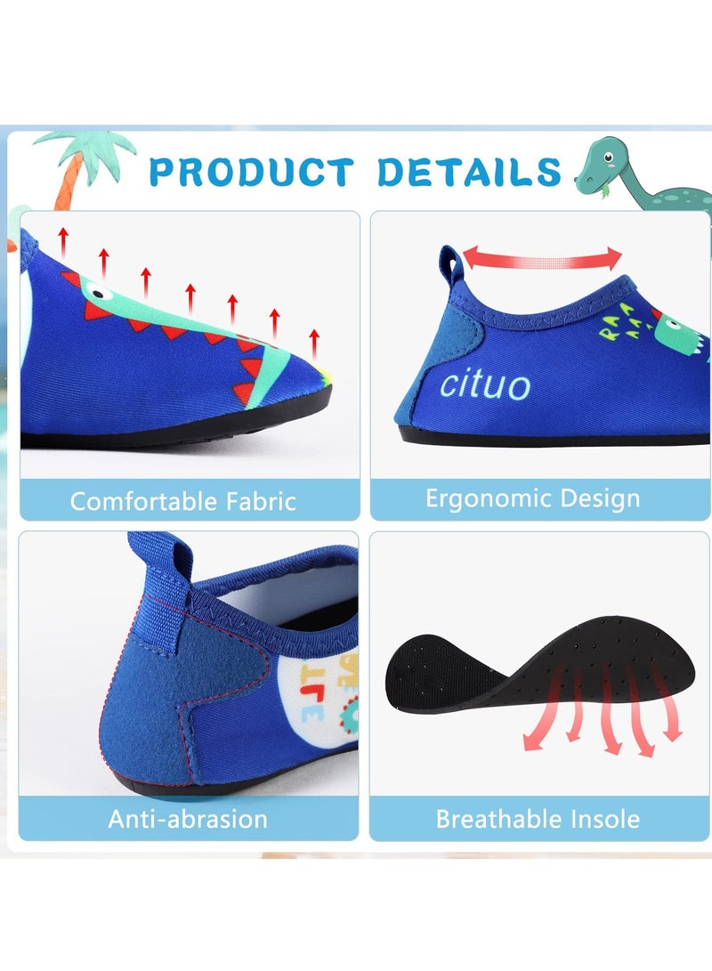 Generic Water Shoes for Kid Outdoor Quick Dry Barefoot Aqua Socks Beach Shoes for Sport Beach Swim Surf Lightweight Toddler Little Girl Boy (Blue Dinosaur)  - Image 3