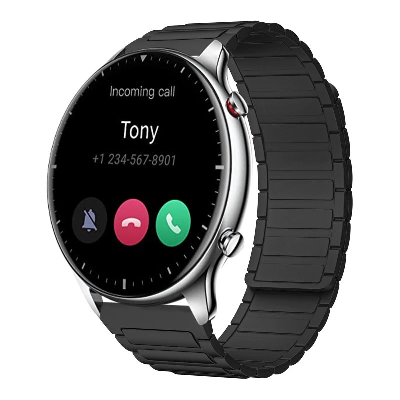 erorex For Amazfit Watch Gtr 2 22Mm I-Shaped Magnetic Silicone Watch Band(Black) - Image 1