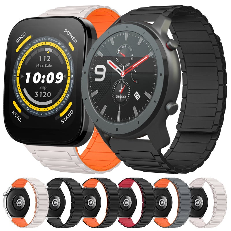 erorex For Amazfit Watch Gtr 2 22Mm I-Shaped Magnetic Silicone Watch Band(Black) - Image 4