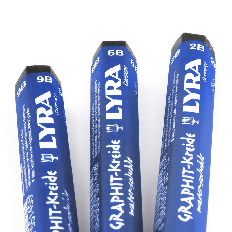 Lyra graphit Stick - Water Soluble Graphite Shading and Sketching Crayon - Pack of 3-2B / 6B / 9B - Image 3