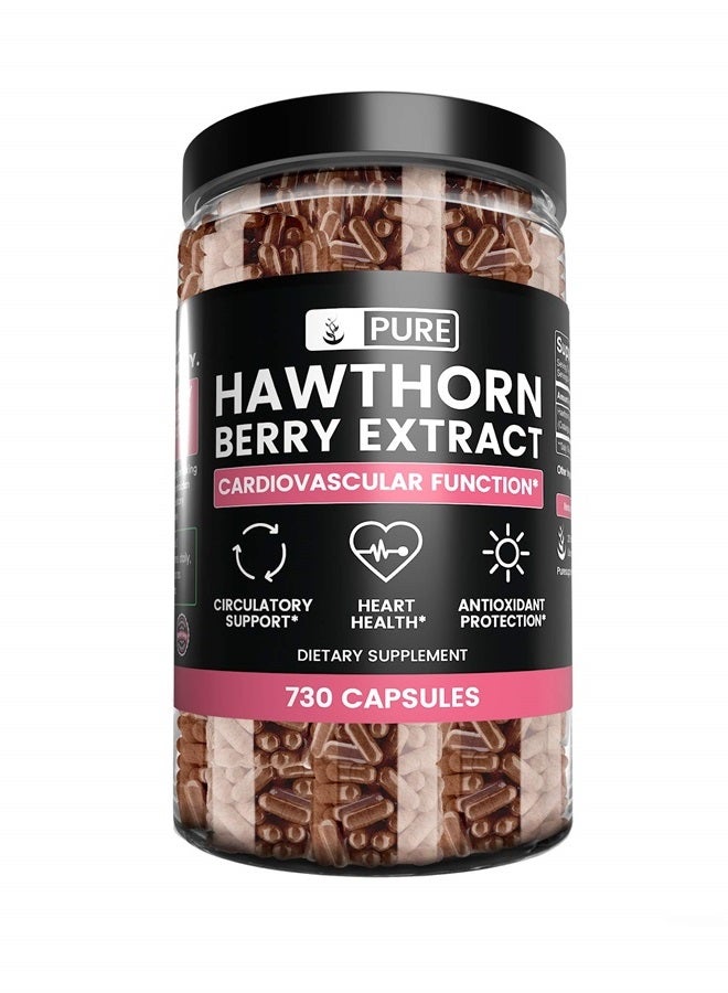 Pure Organic Ingredients Hawthorn Berry Extract (730 Capsules) Pure & Natural, No Additives Or Fillers - Image 1