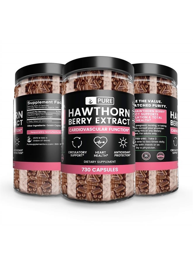 Pure Organic Ingredients Hawthorn Berry Extract (730 Capsules) Pure & Natural, No Additives Or Fillers - Image 2