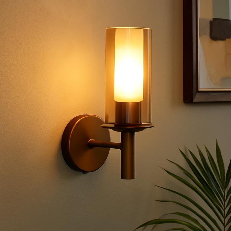 CORALTREE CORAL TREE Modern Wall Light for Living Room & Bedroom – Elegant Gold Finish with Frosted Glass Shade | LED Compatible Sconce for Hallway, Lobby & Home Décor Comes with E-27 Holder - Image 5