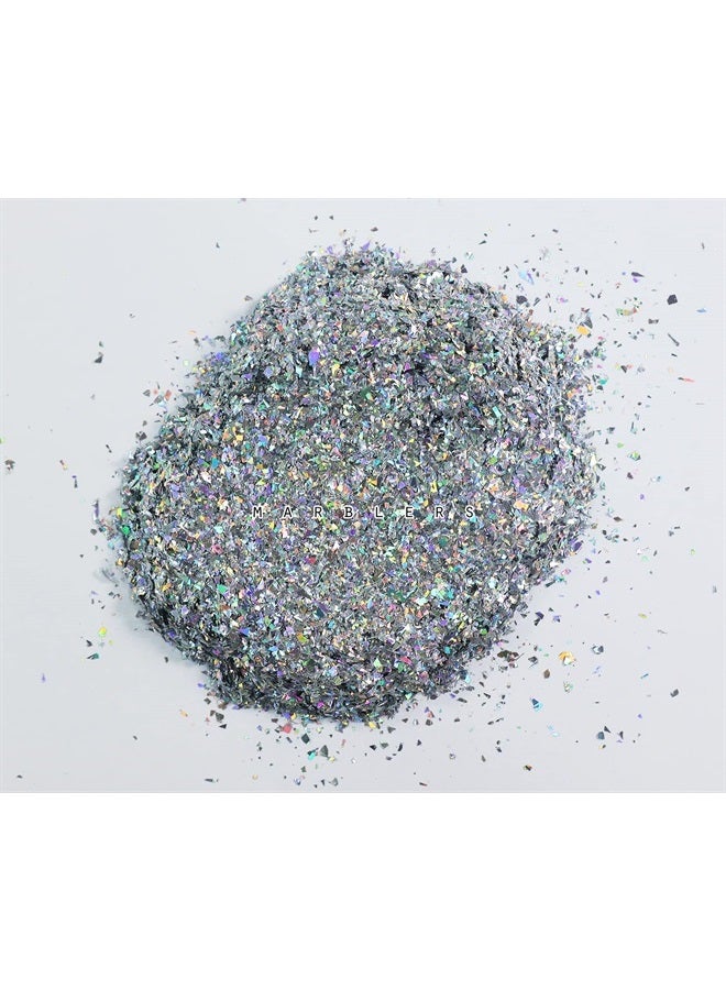 MARBLERS Crushed Face & Body Glitter [Crushed Holo Silver] 0.11oz (3g) | Chunky | Chopped | Flake | Non-Toxic | Vegan | Cruelty-Free | Festival, Rave & Party Makeup | Eye, Hair, Nail Polish, Eyeshadow - Image 2