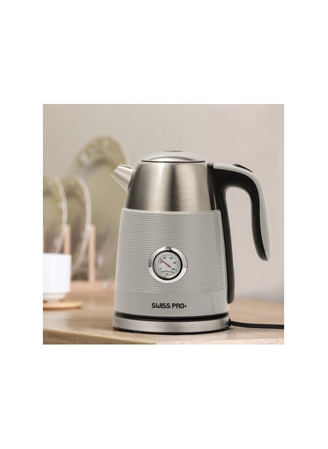 Swiss Pro+ Retro Kettle 1.7L - 2250W - Grey - SP-WK2250.G  - Image 1