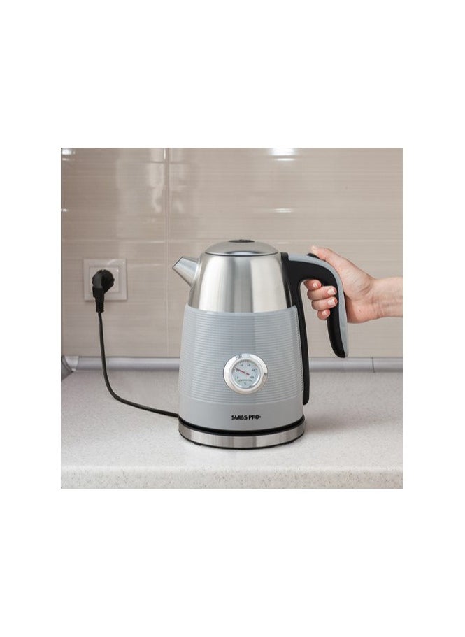Swiss Pro+ Retro Kettle 1.7L - 2250W - Grey - SP-WK2250.G  - Image 3