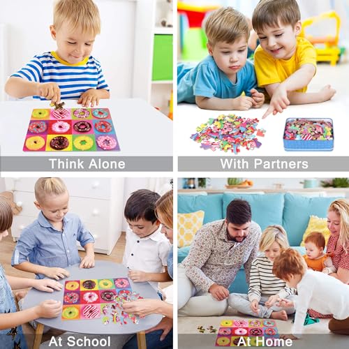 LELEMON Puzzles for Kids Ages 4-8,Donut Puzzle 100 Piece Puzzles for Kids Ages 4-6 in a Metal Box,Educational Jigsaw Puzzles 100 Piece Puzzle Games Toys for Girls and Boys - Image 4