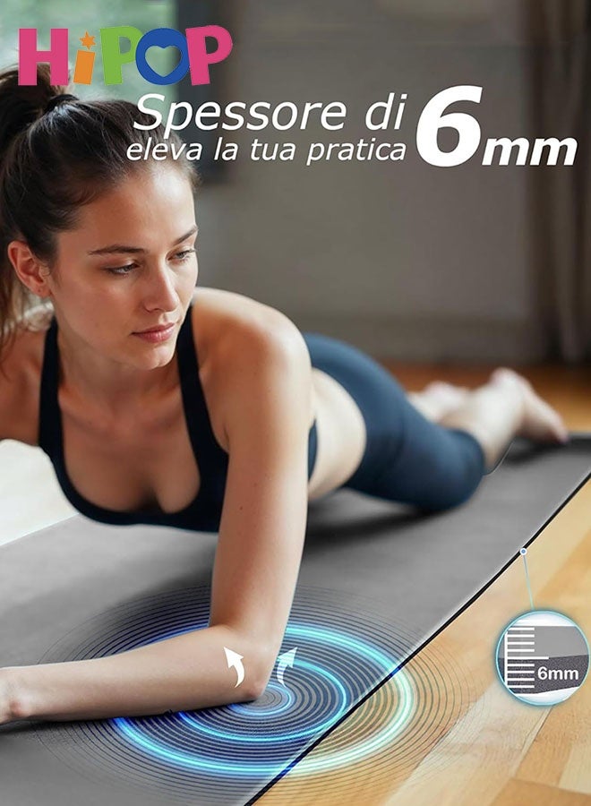 HIPOP Yoga Mat Pilates Mat, Anti-Slip Exercise Mat with Carrying Bag & Strap, 180CM*57CM Fitness Mat for Woman Man Beginners, Thick Workout Mat for Yoga, Pilates and Fitness - Image 5