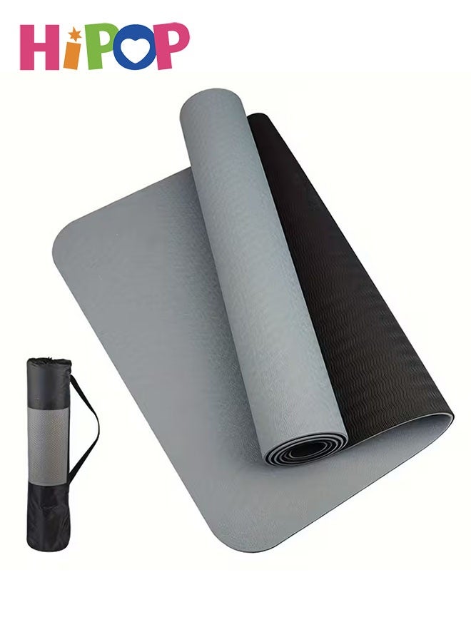 HIPOP Yoga Mat Pilates Mat, Anti-Slip Exercise Mat with Carrying Bag & Strap, 180CM*57CM Fitness Mat for Woman Man Beginners, Thick Workout Mat for Yoga, Pilates and Fitness - Image 1