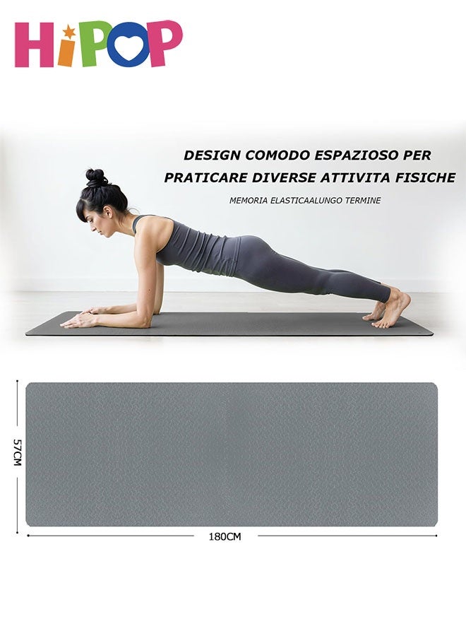HIPOP Yoga Mat Pilates Mat, Anti-Slip Exercise Mat with Carrying Bag & Strap, 180CM*57CM Fitness Mat for Woman Man Beginners, Thick Workout Mat for Yoga, Pilates and Fitness - Image 4