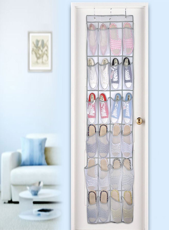 NIBEMINENT 24-Pockets Hanging Shoe Organizer Clear 480x1680mm - Image 4