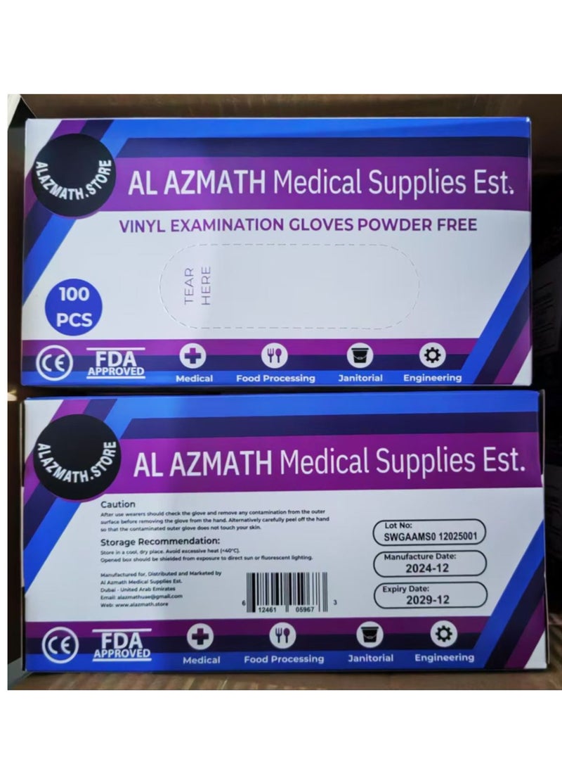 Vinyl Gloves Powder Free - Size Small - Pack of 100 Gloves - pzsku/ZB9A06A9C9C11EB36730CZ/45/_/1737816748/5d0f564e-581a-4616-8fb7-f58662b99542