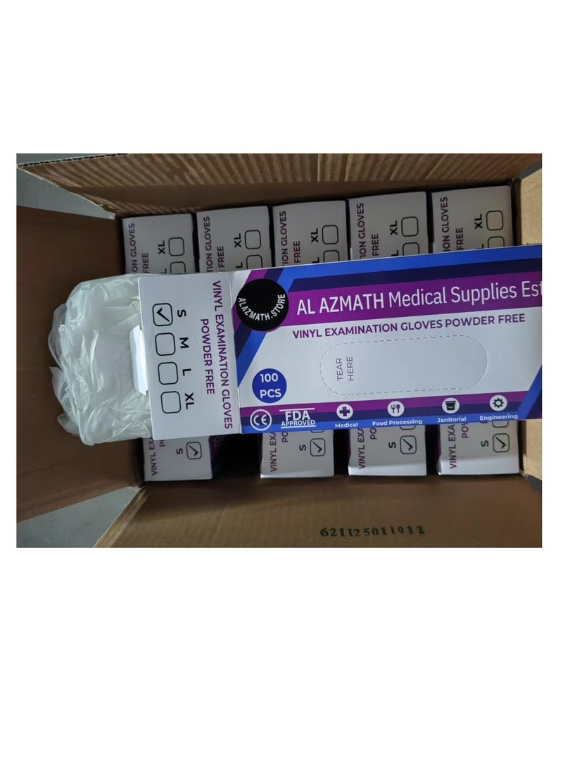 ALAZMATH.STORE - Vinyl Gloves Powder Free - Size Small - Pack of 100 Gloves - Image 1