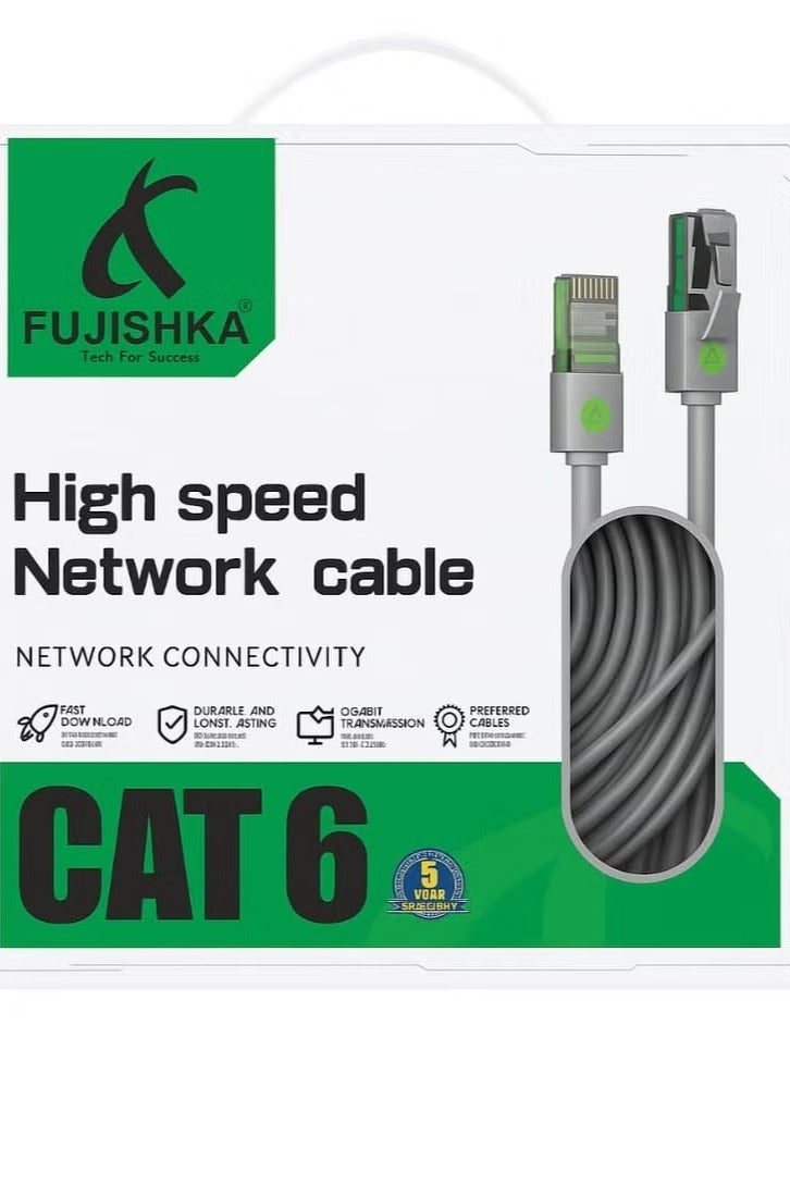 FUJISHKA "CAT6 High-Speed Ethernet Network Cable – 50 Meters Long, Silver Grey, Gigabit Performance with RJ45 Connectors for Stable Data Transfer – Ideal for Home, Office, and Gaming Setups" - Image 1